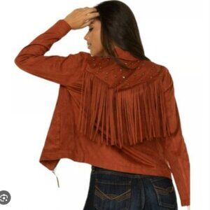 NWT Idyllwind Stargazer Suede Fringe Zip Up Jacket in Size S